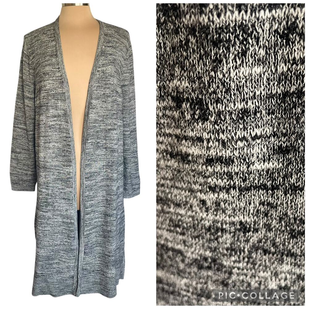 Talbots Gray Space Dye Long Line Open Front Cardigan Size XL Fall Casual‎ Career